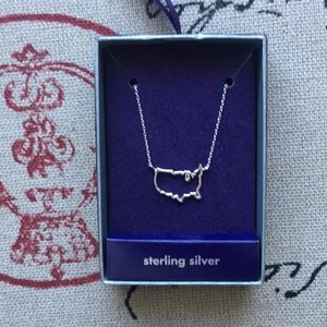 Sterling silver USA map necklace